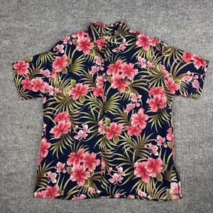 Vtg 90s Island Stuff Aloha Shirt Mens L Floral Tropical Hawaiian Resort Beach
